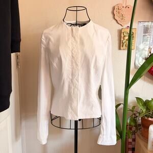 Theory white long sleeve blouse